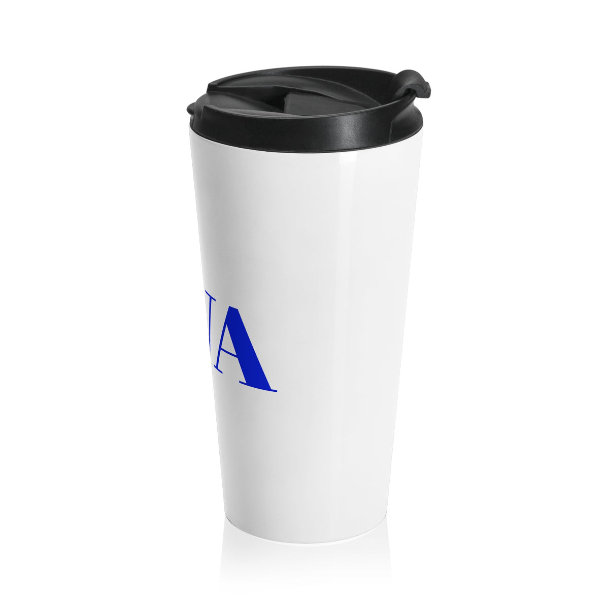 Travel Mug — Bold Blue 'NIWAT' Stainless Steel Tumbler