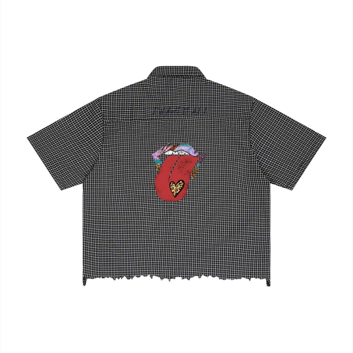 Unisex Distressed Plaid Boxy Shirt