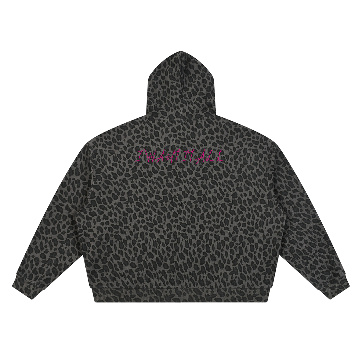 Unisex Leopard Print Waffle Full Zip Hoodie