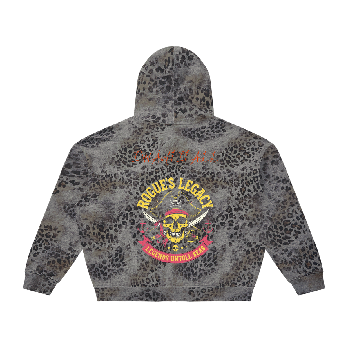 Unisex Vintage Wash Leopard Full Zip Hoodie