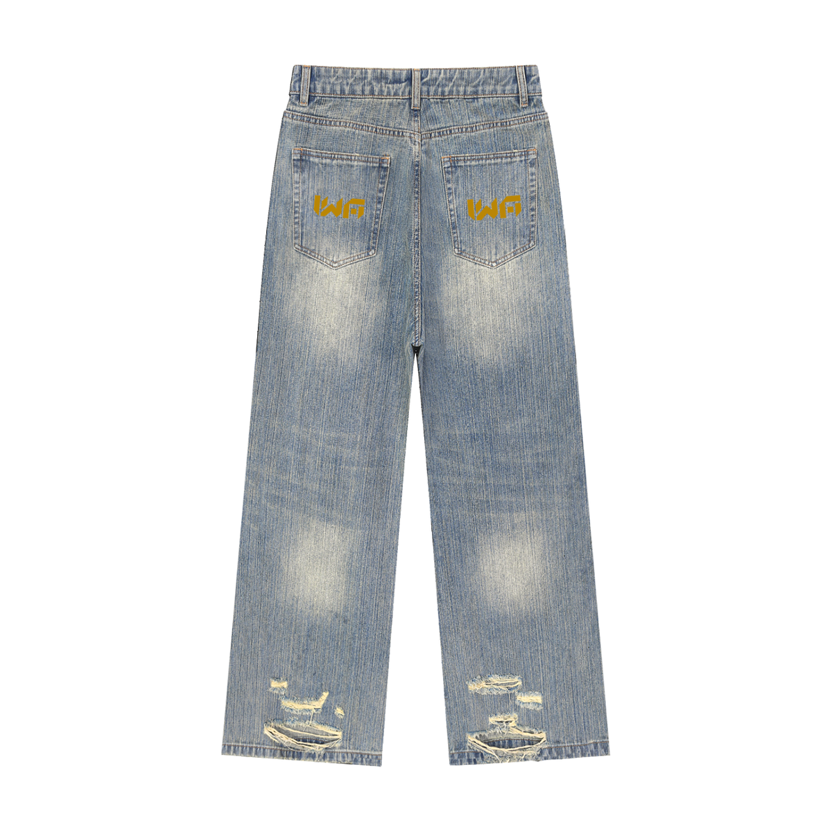 Vintage Wash Distressed Denim Jeans
