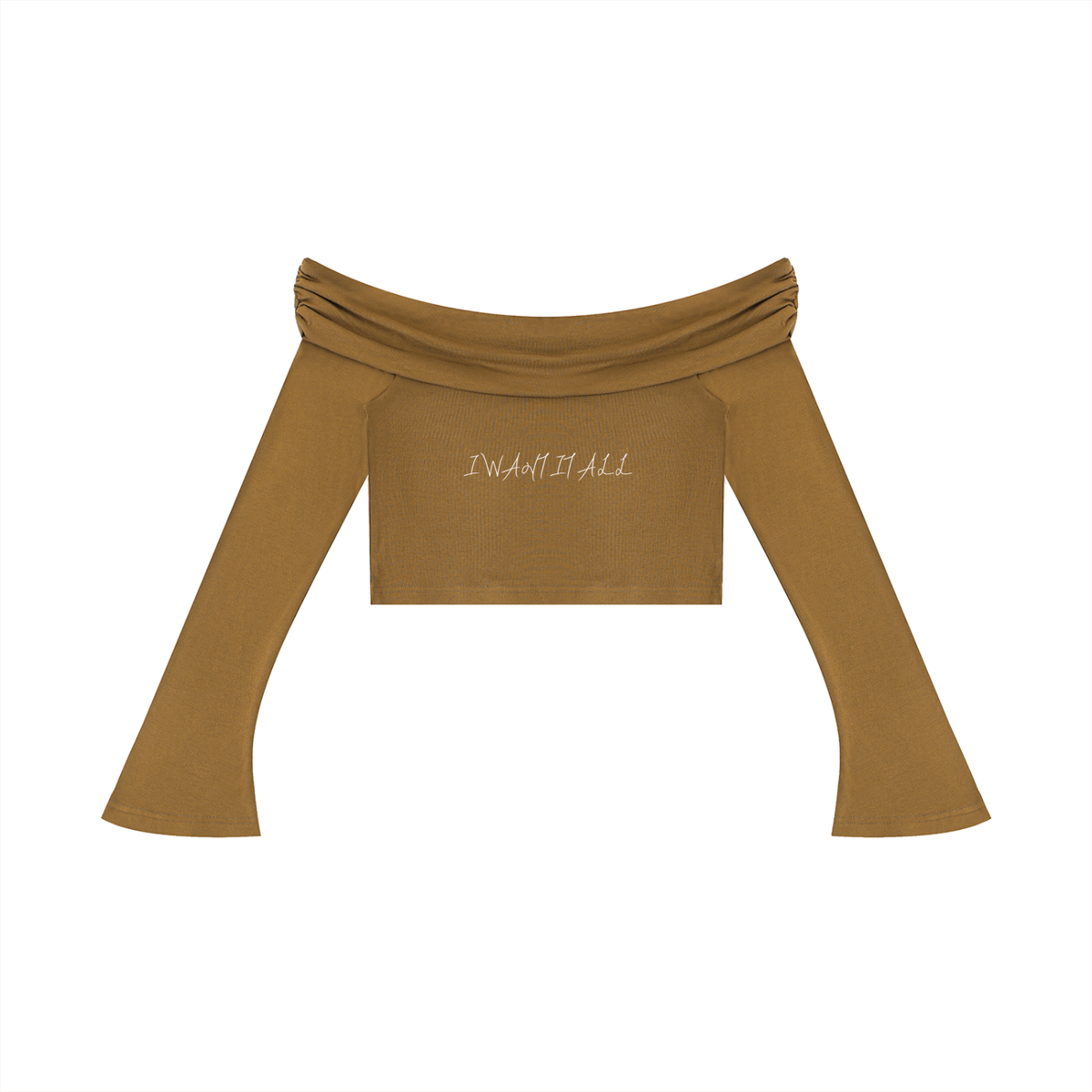 Women's Off-the-Shoulder Bell Sleeve Crop T-Shirt