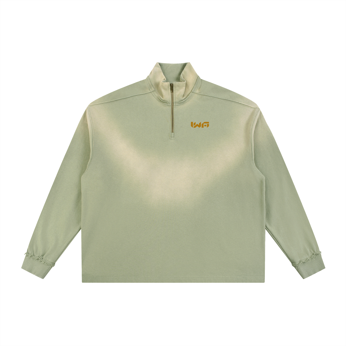 Sun Fade Raw Edge Quarter-Zip Sweatshirt