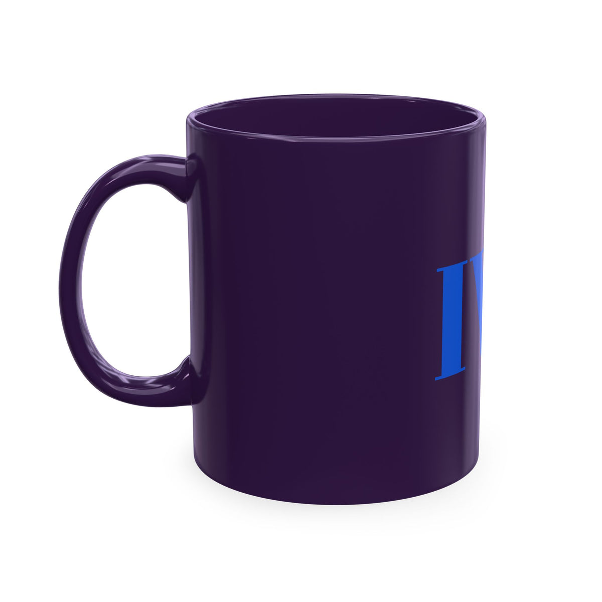 IWA Monogram Ceramic Mug — Minimalist Beige Coffee Cup with Bold Blue Letters