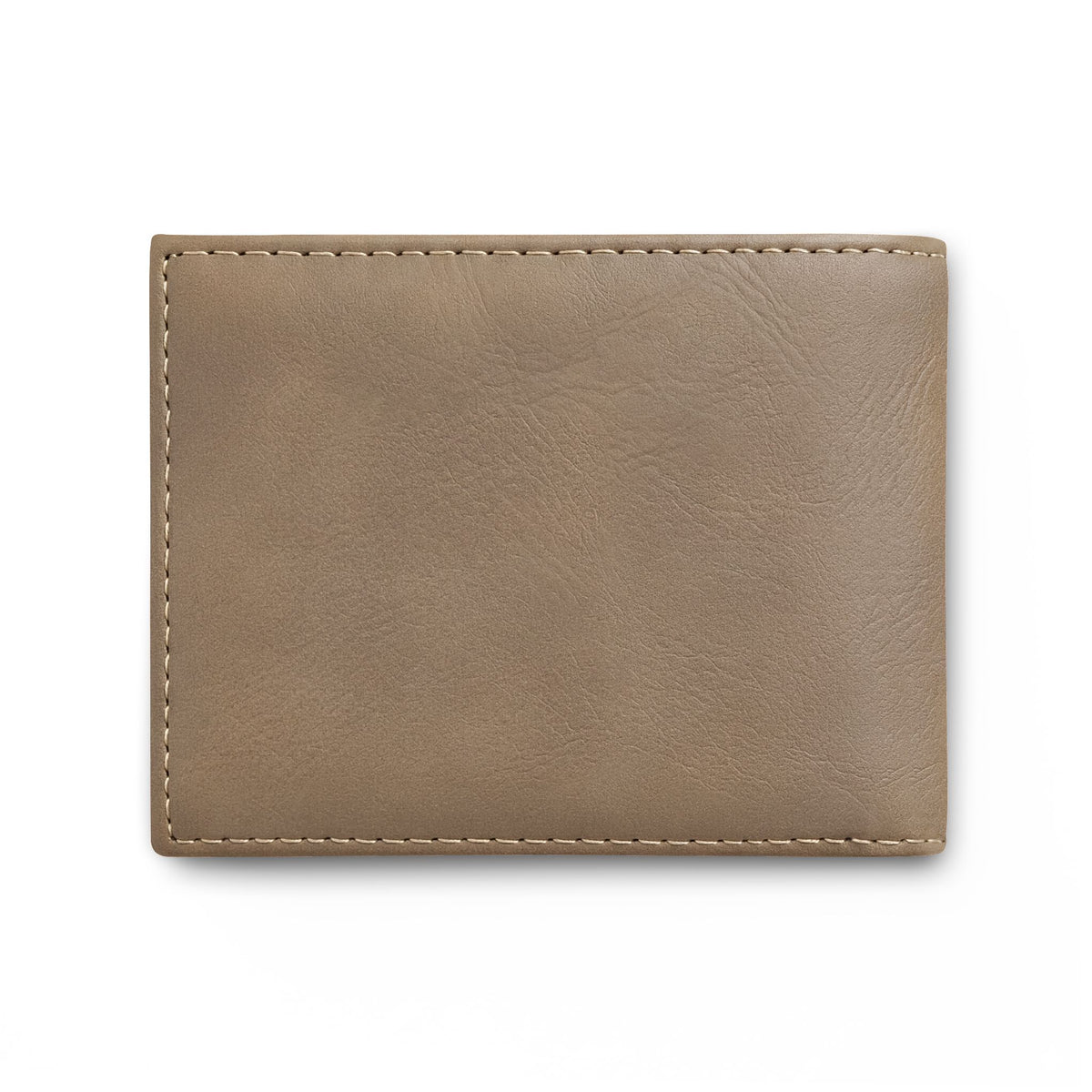Gray Leather Bi-Fold Wallet with Flip — Personalized IWA Monogram
