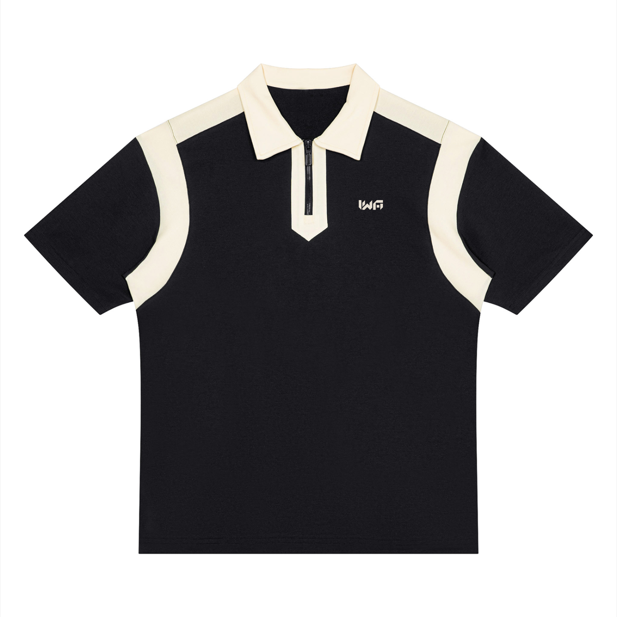 Unisex Color Block Quarter Zip Polo Shirt