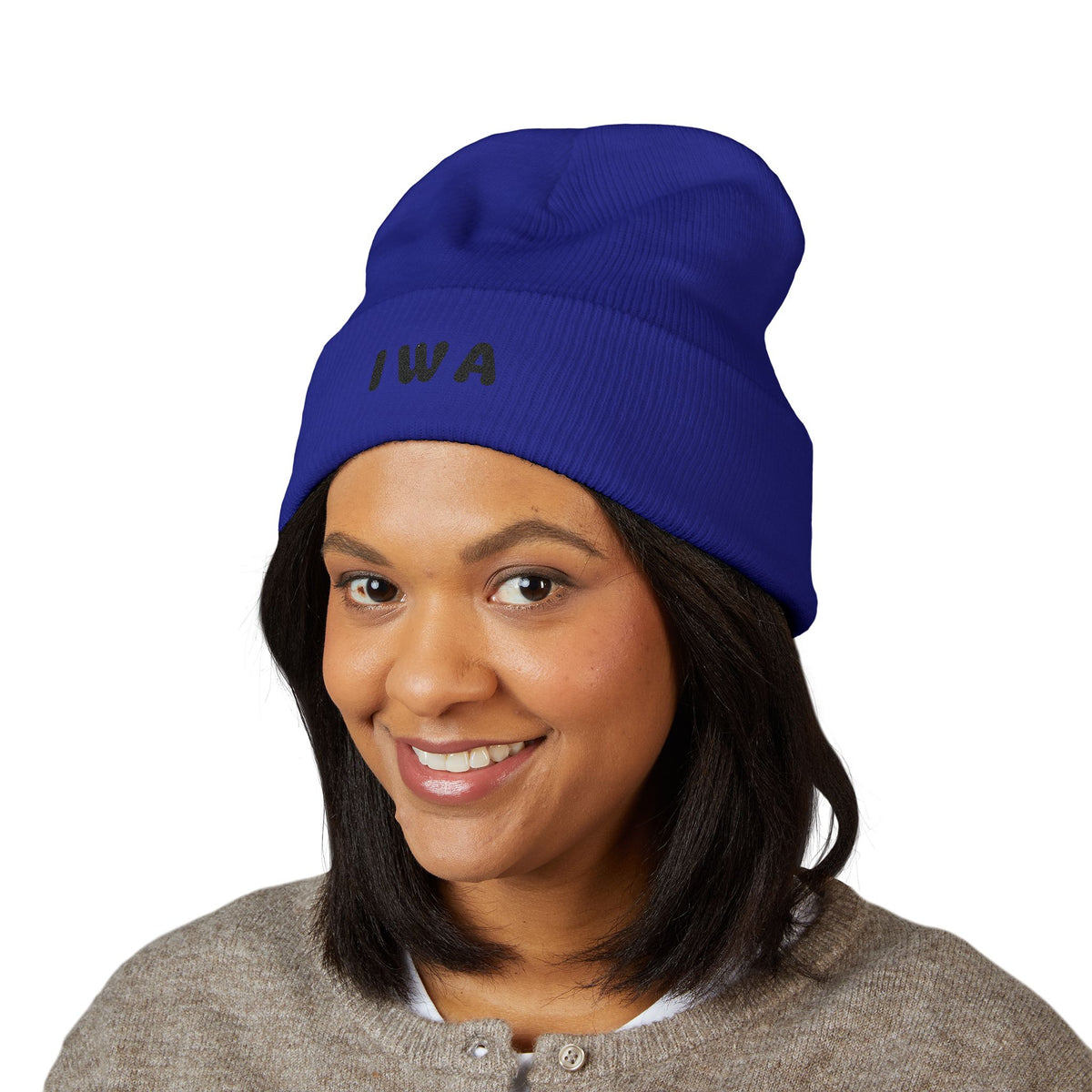 IWA Embroidered Cuffed Beanie — Classic Knit Winter Hat