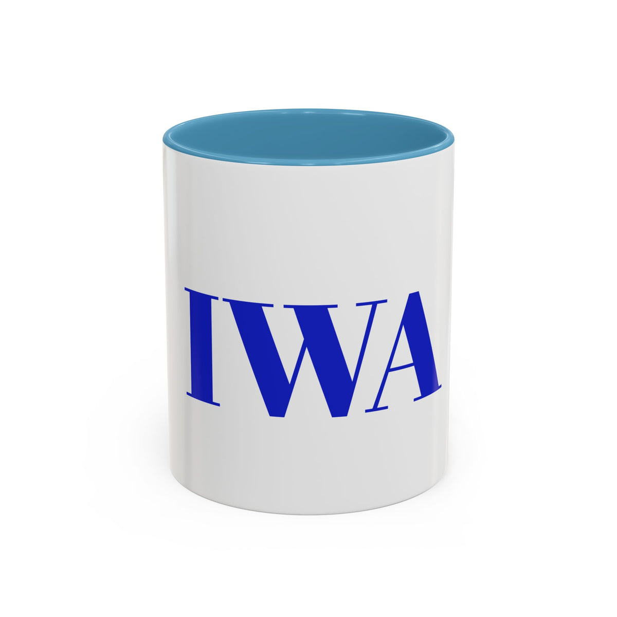 IWA Blue Serif Accent Coffee Mug – 11/15oz Ceramic