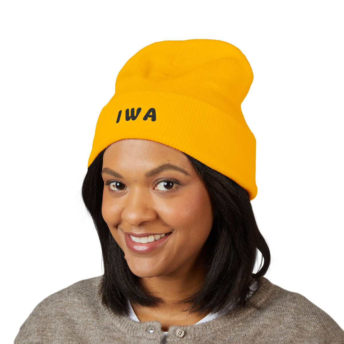 IWA Embroidered Cuffed Beanie — Classic Knit Winter Hat
