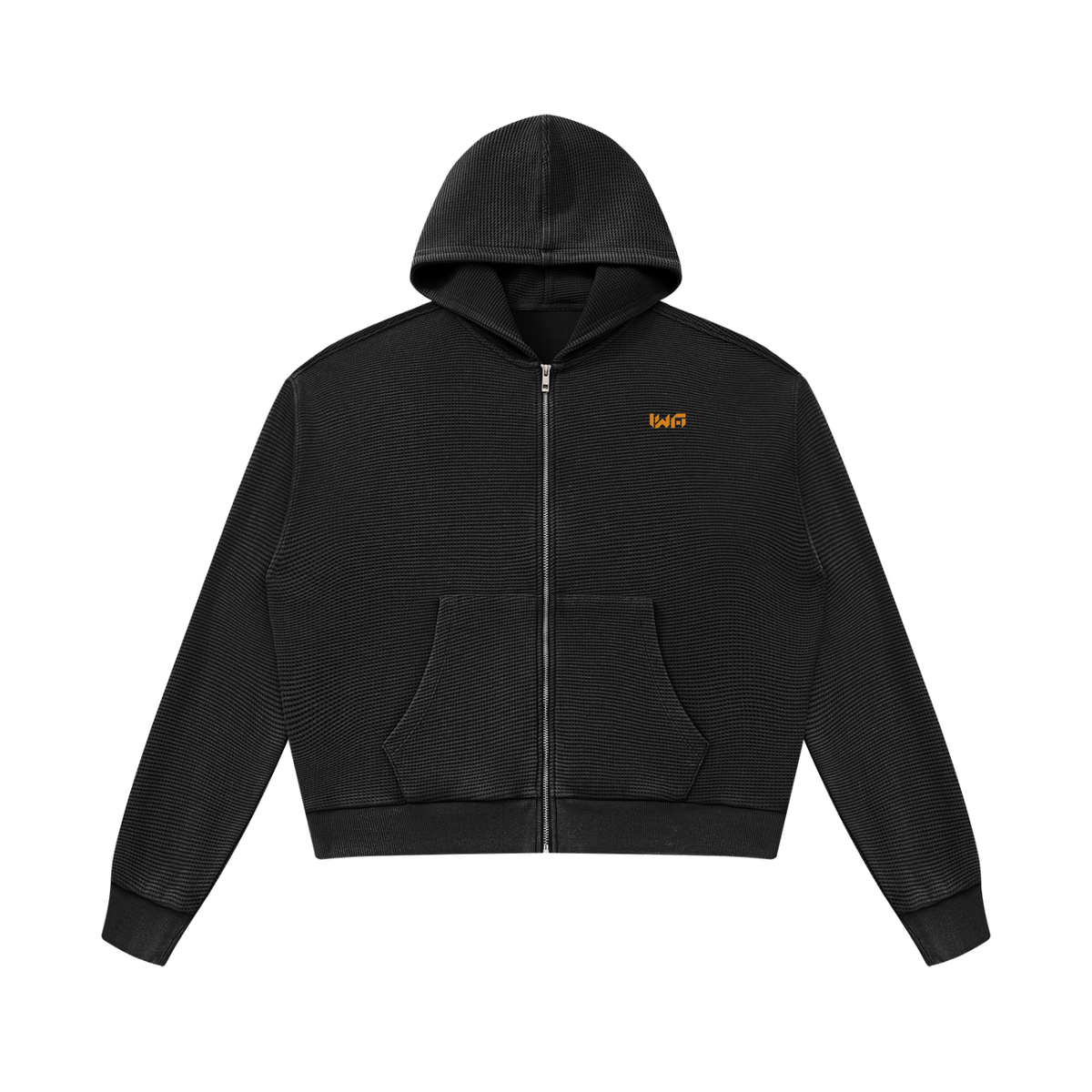 Unisex Mineral Wash Boxy Waffle Hoodie