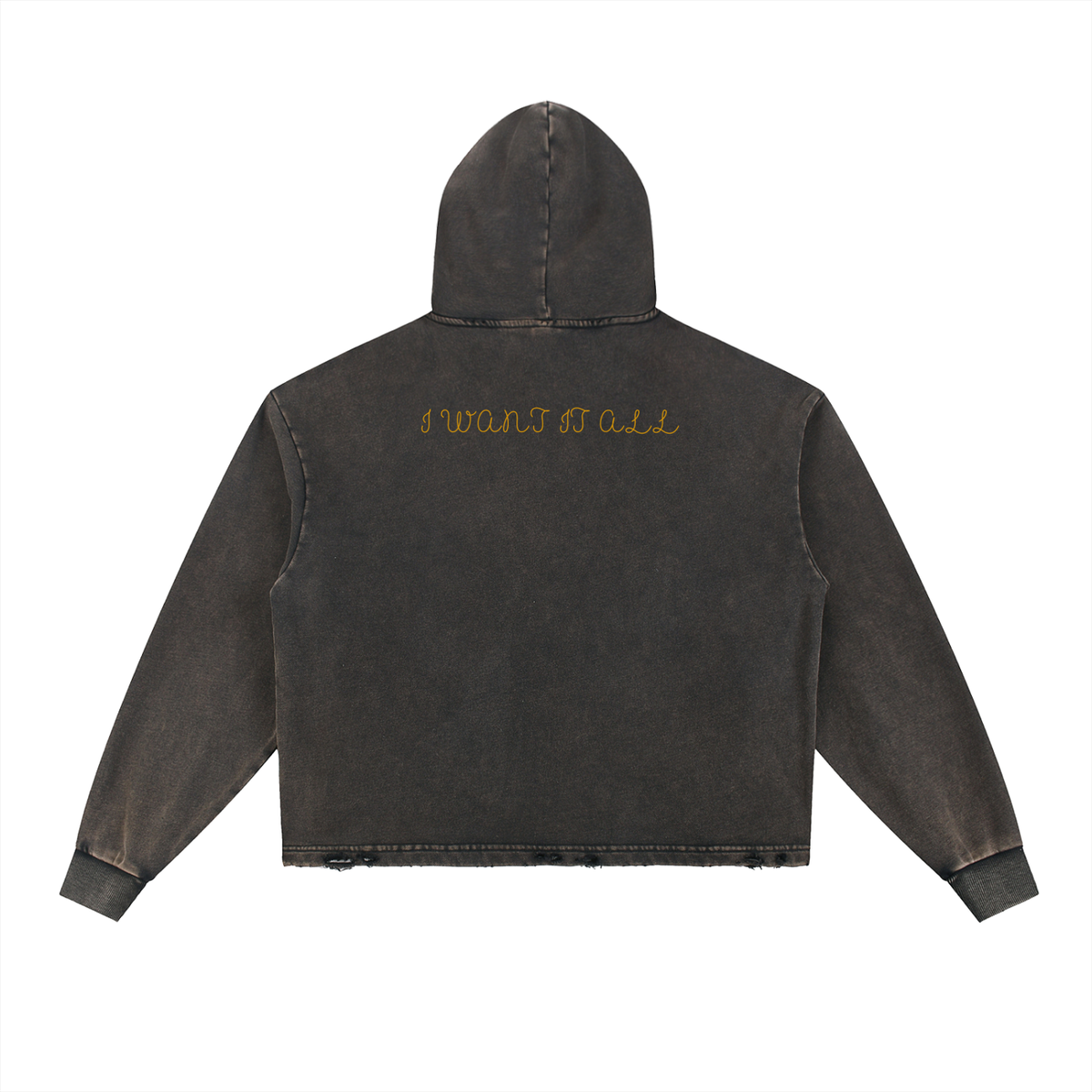 Vintage Washed Frayed-Hem Hoodie