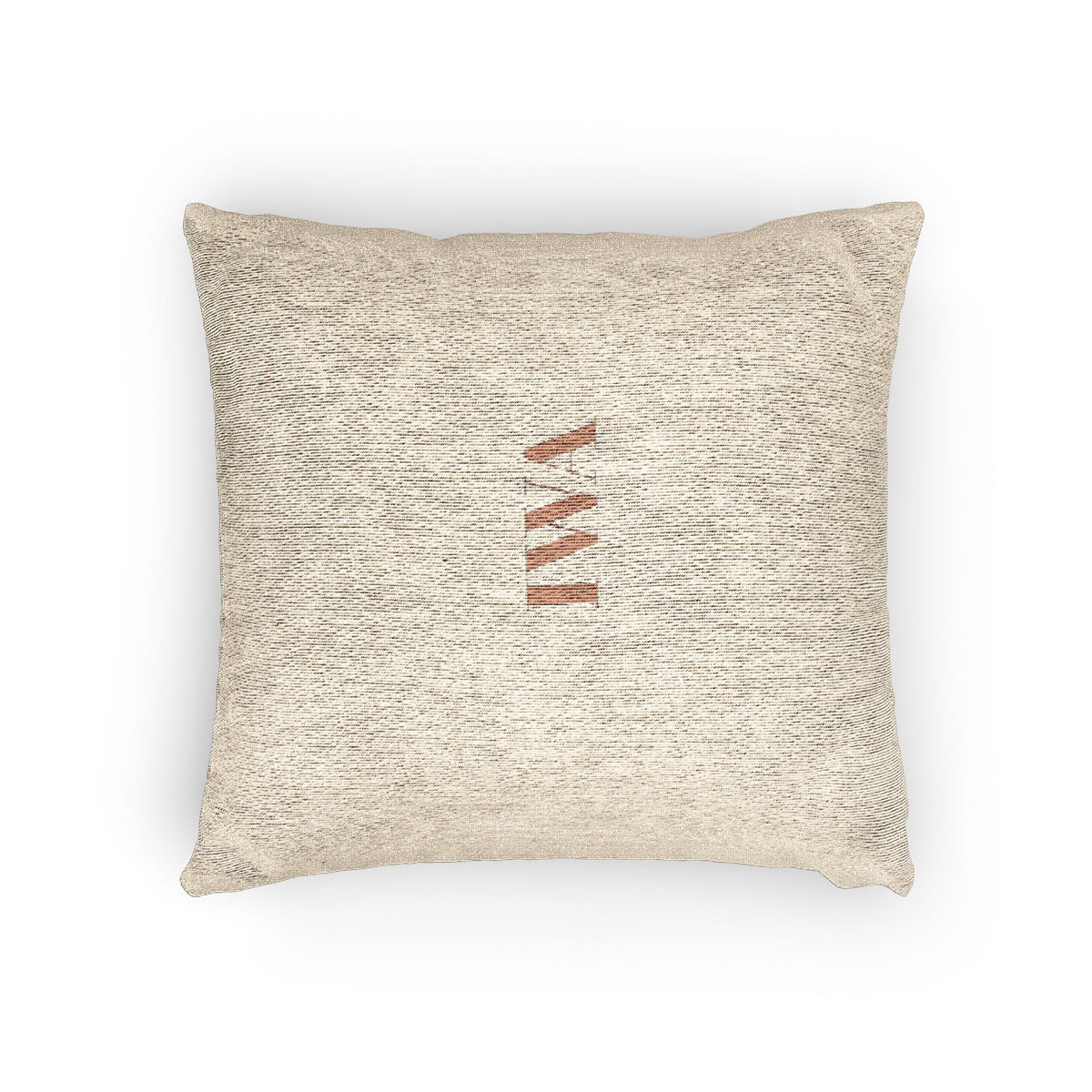 Woven Pillow — Neutral Monogram Throw Pillow (IWA)