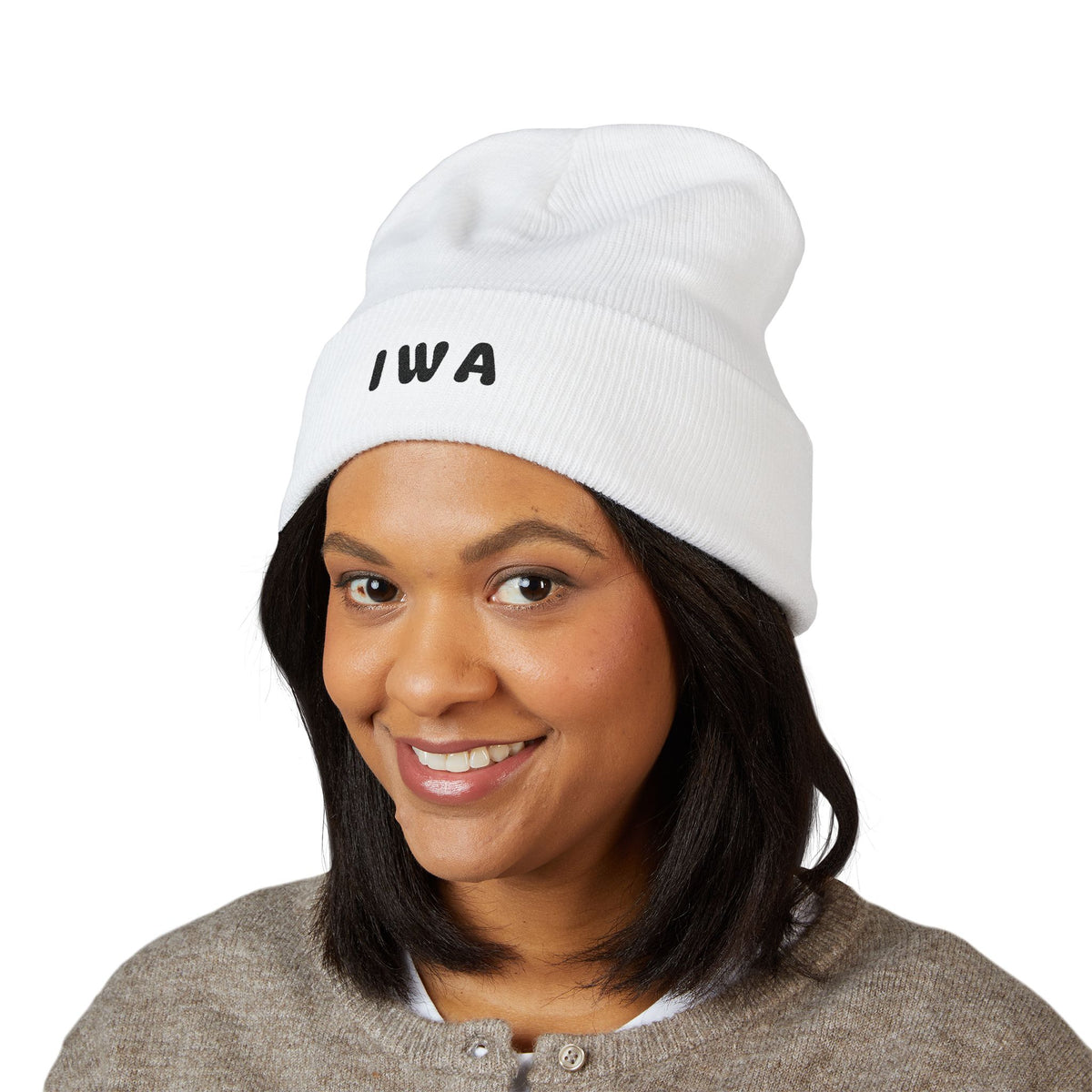 IWA Embroidered Cuffed Beanie — Classic Knit Winter Hat