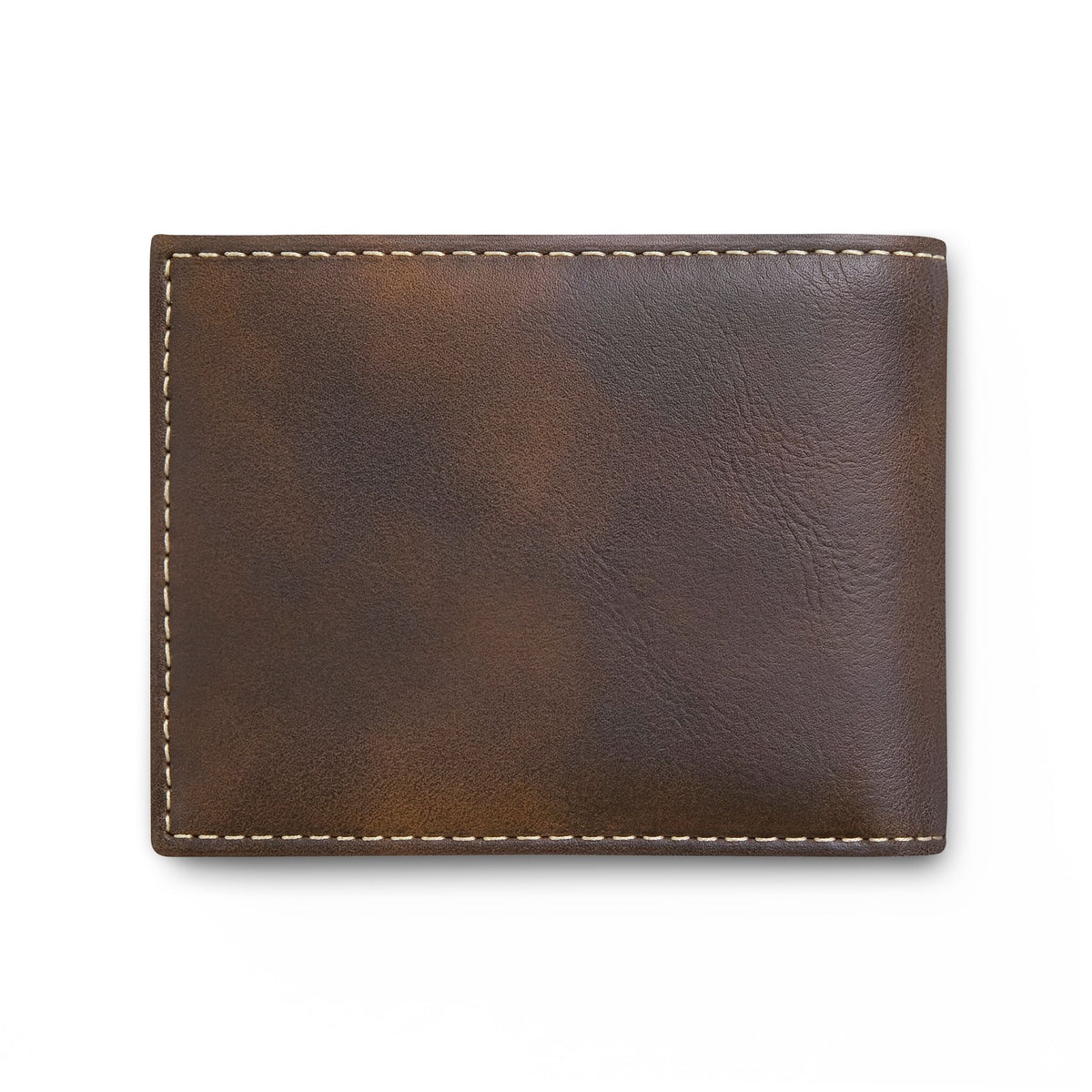 Gray Leather Bi-Fold Wallet with Flip — Personalized IWA Monogram