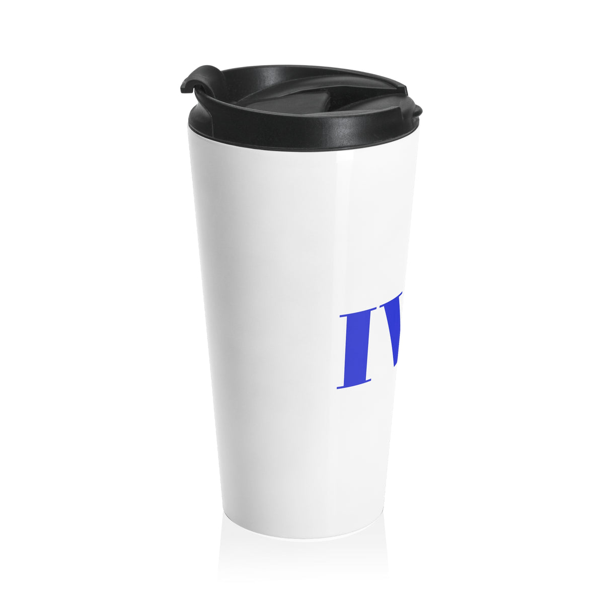 Travel Mug — Bold Blue 'NIWAT' Stainless Steel Tumbler