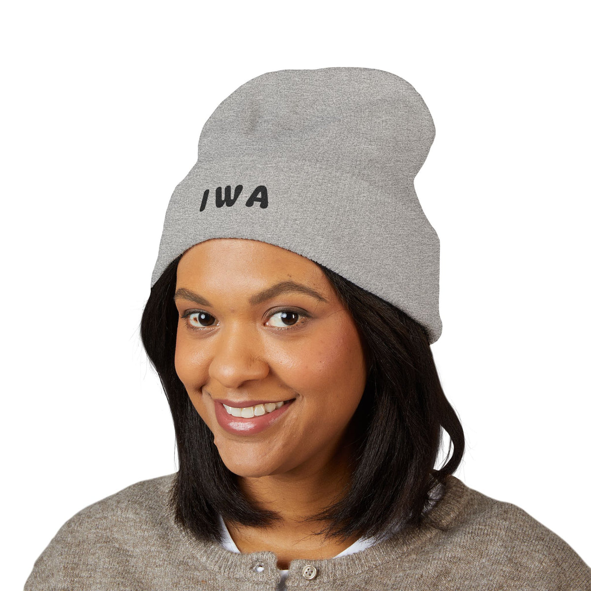 IWA Embroidered Cuffed Beanie — Classic Knit Winter Hat