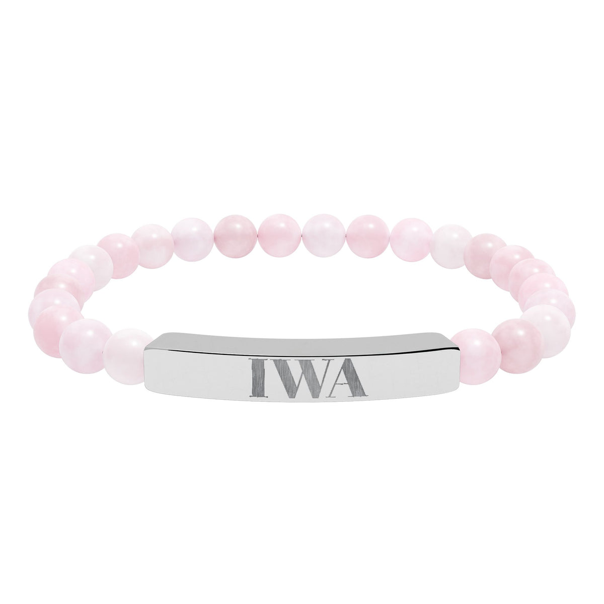 Engraved Natural Stone Stretch Bar Bracelet — Personalized Beaded Bracelet