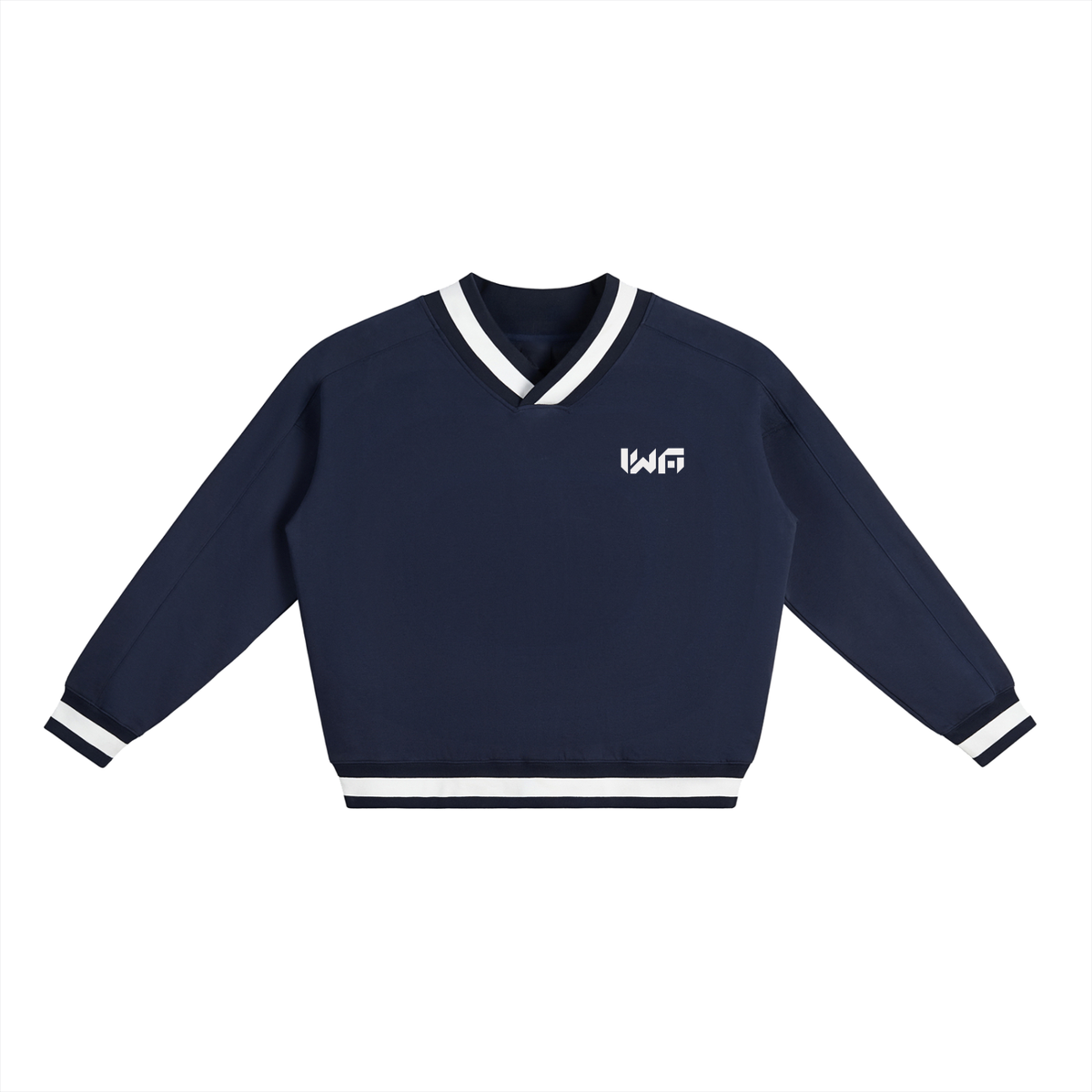 V-Neck Contrast Collar Boxy Sweatshirt