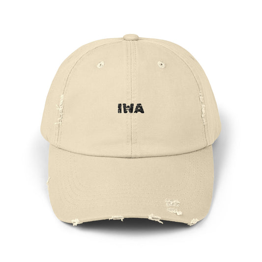 Unisex Distressed Cap with Minimalist Text - Casual Everyday Wear