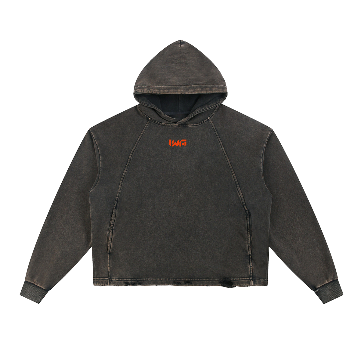 Vintage Washed Frayed-Hem Hoodie