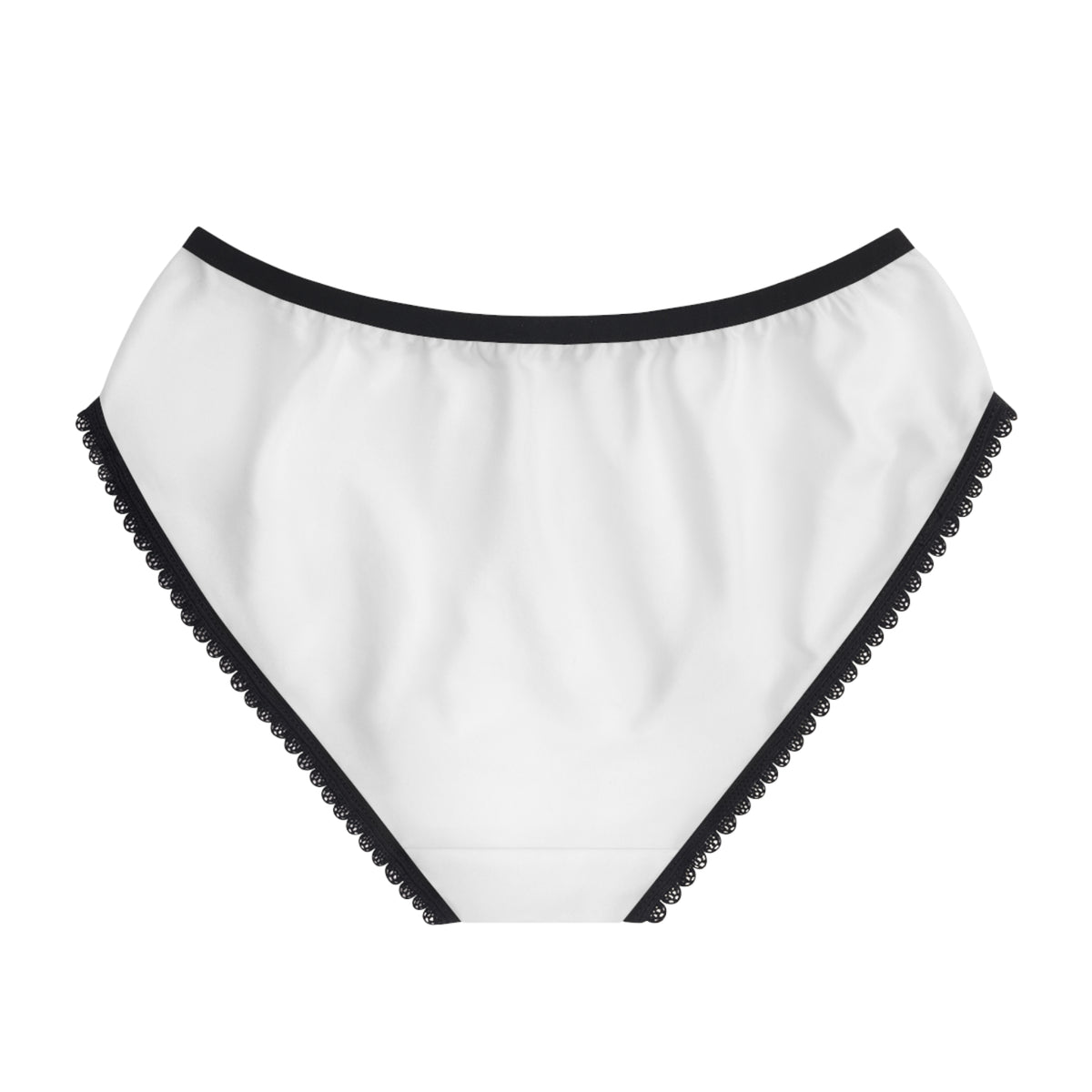 IWA Embroidered-Style Women's Briefs – White Bikini Panties with Black Trim