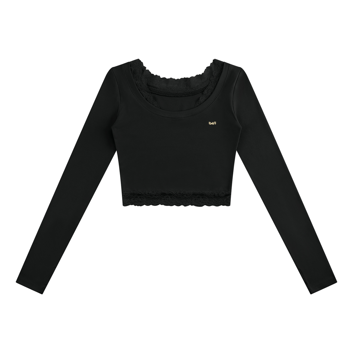 Women's Lace Trim Long Sleeve T-Shirt