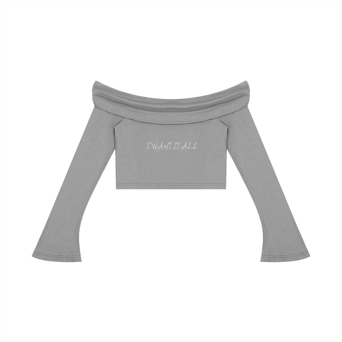 Women's Off-the-Shoulder Bell Sleeve Crop T-Shirt