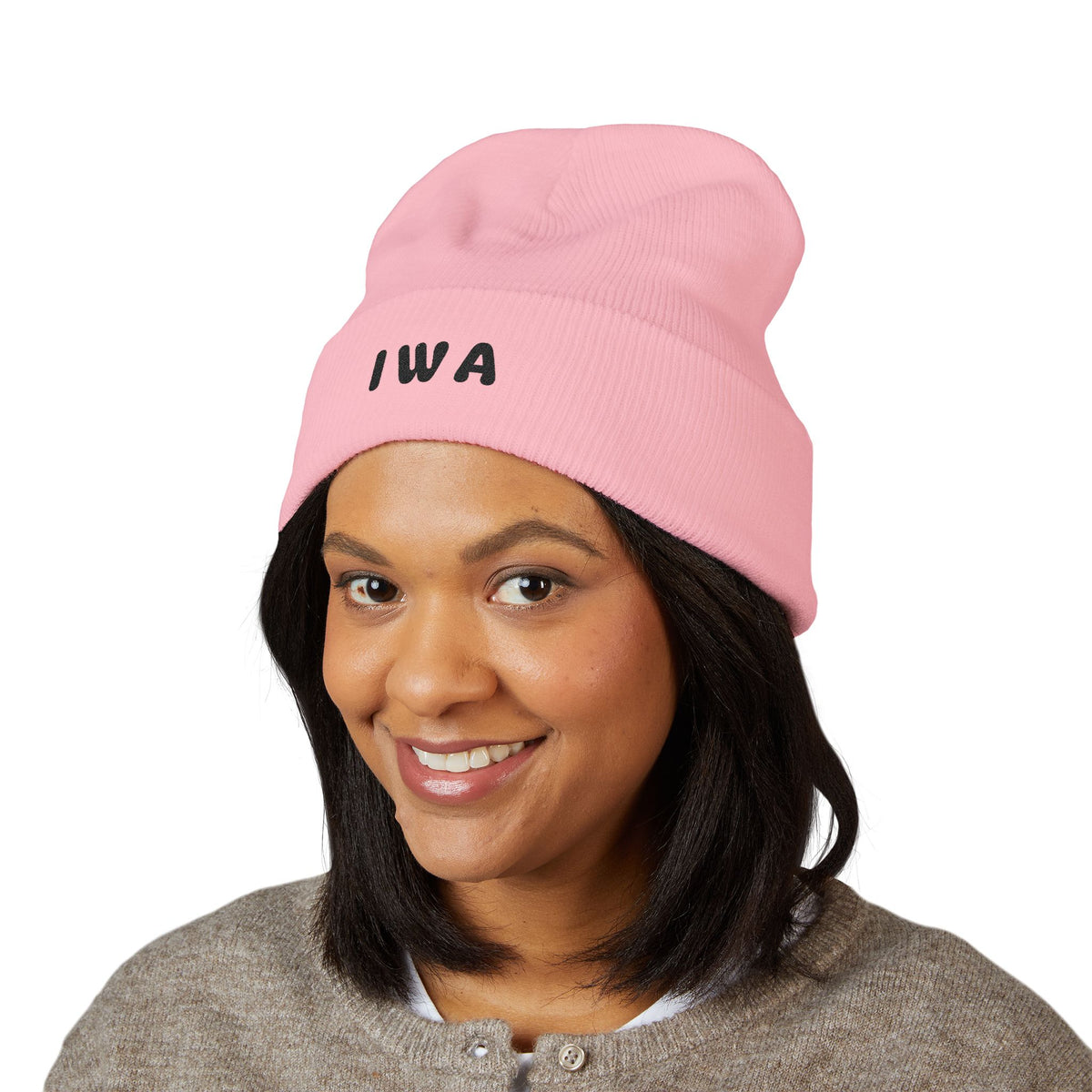 IWA Embroidered Cuffed Beanie — Classic Knit Winter Hat