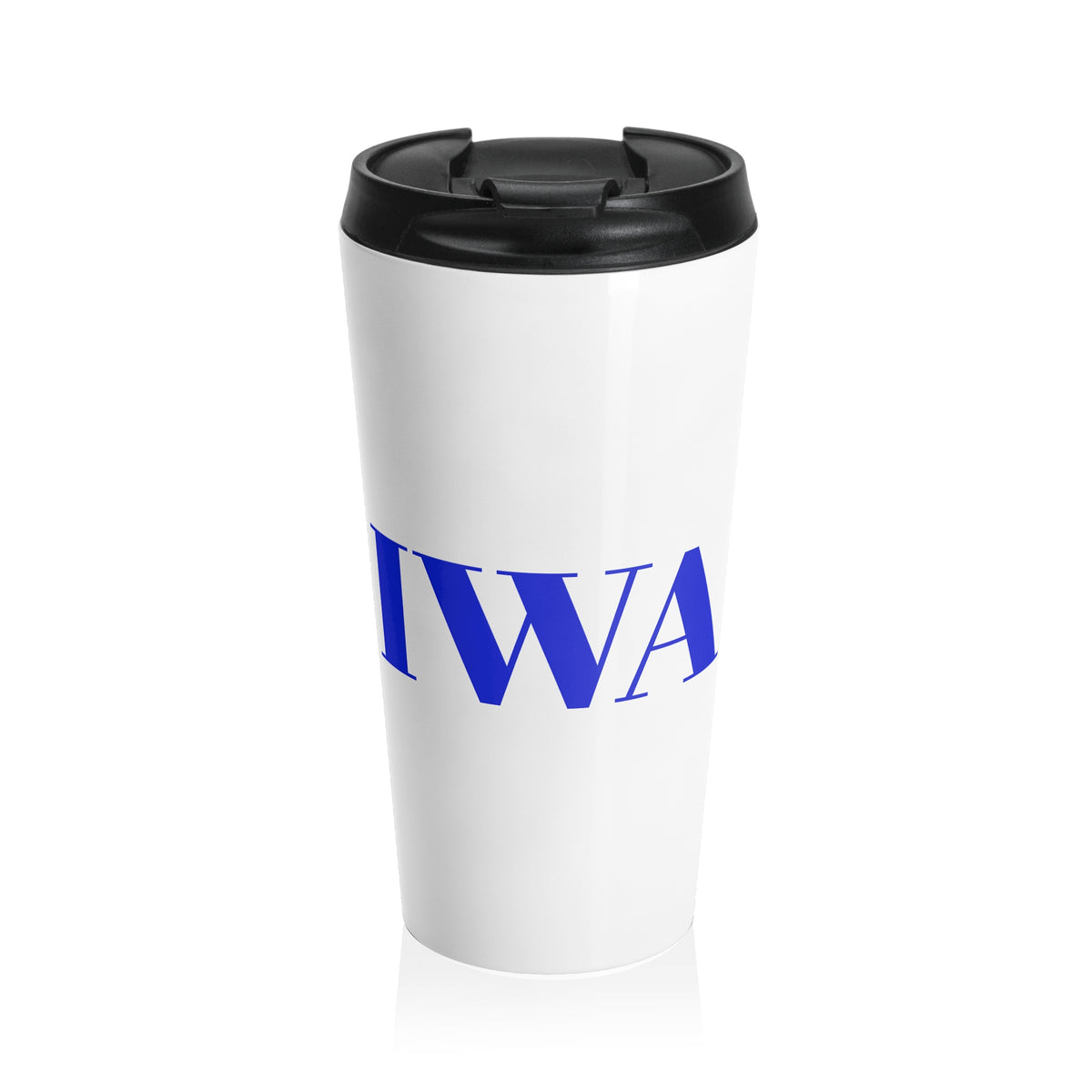 Travel Mug — Bold Blue 'NIWAT' Stainless Steel Tumbler