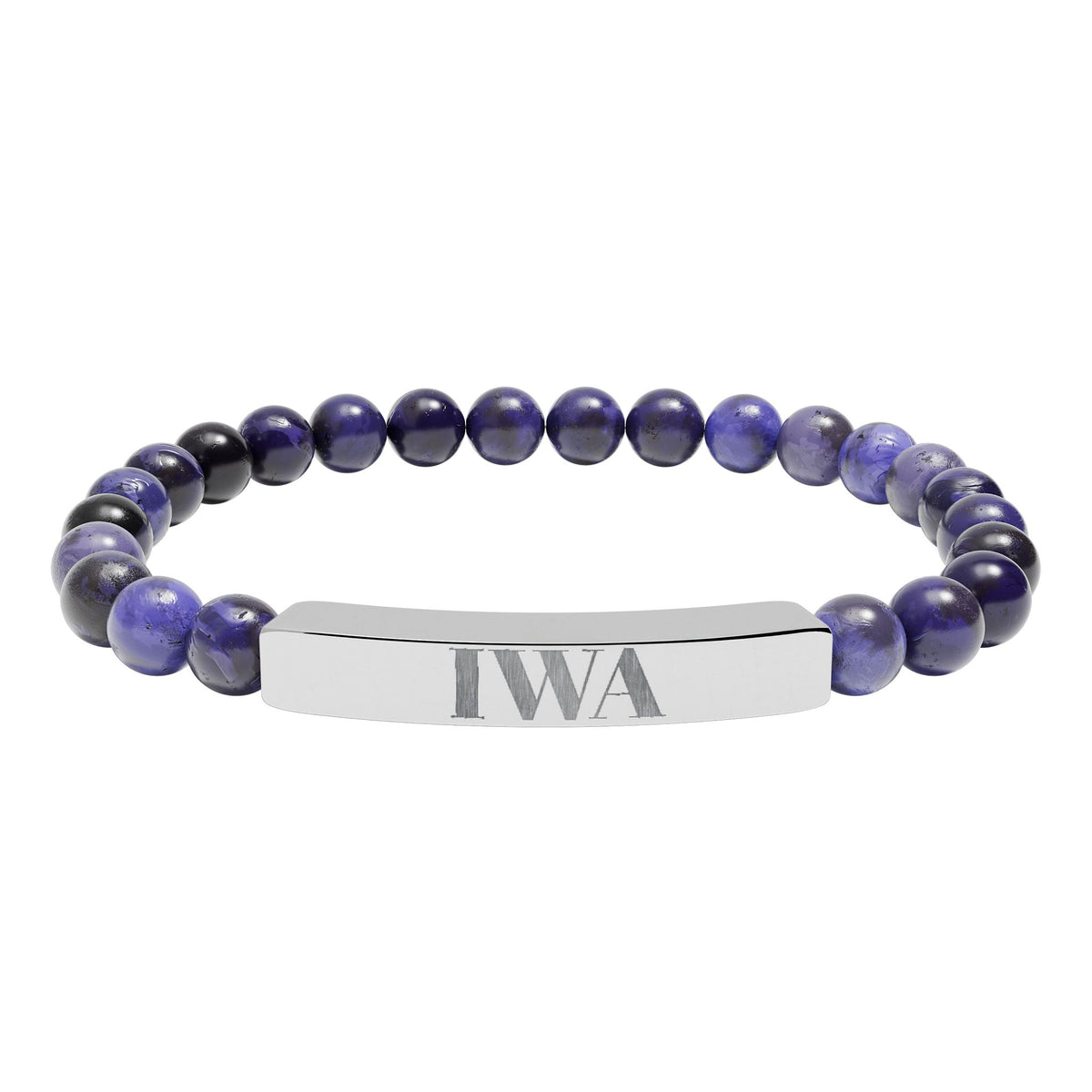 Engraved Natural Stone Stretch Bar Bracelet — Personalized Beaded Bracelet