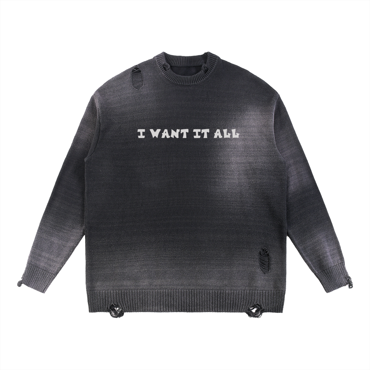 Sun Fade Distressed Ripped Crewneck sweater