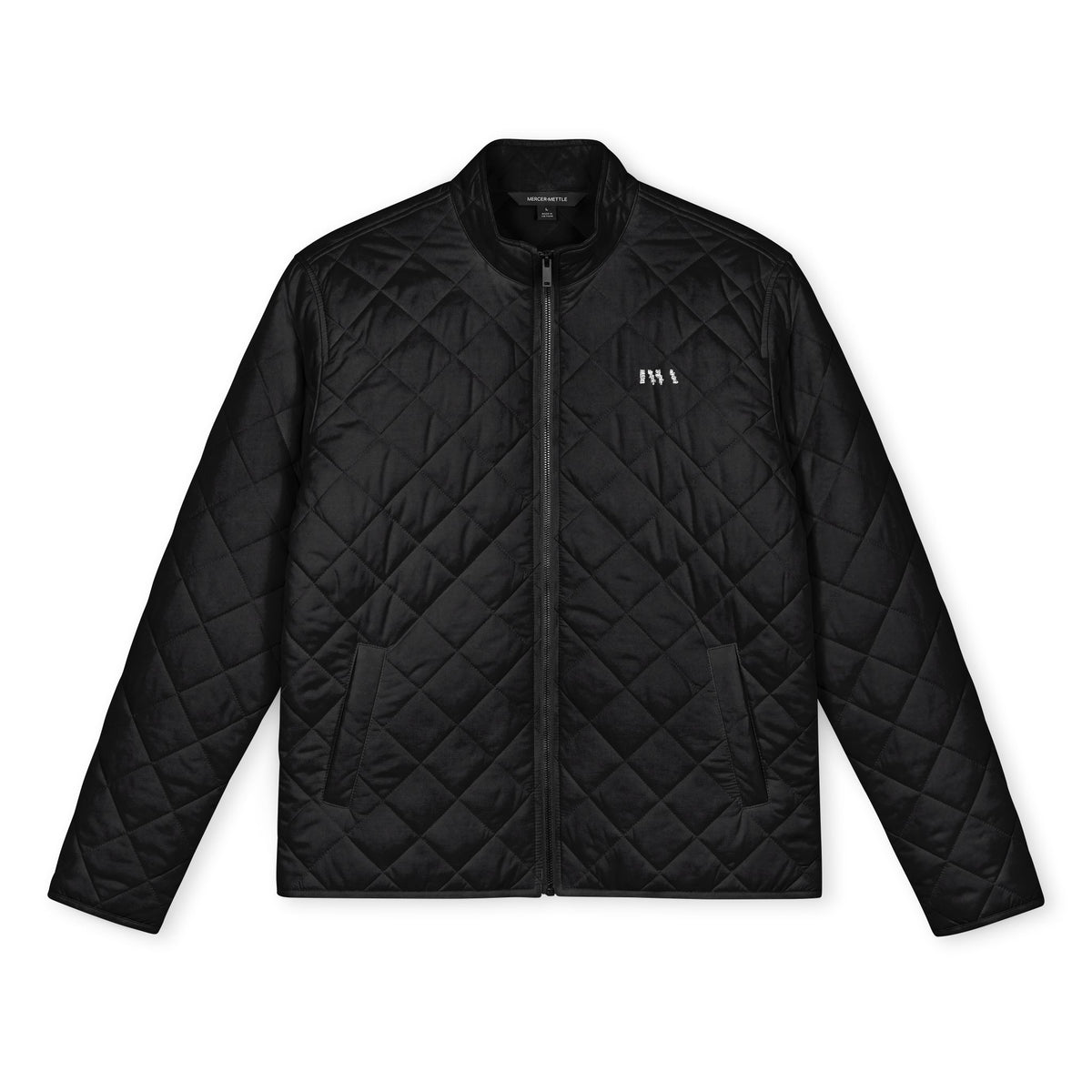 Men’s Black Quilted Jacket with Embroidered Detail