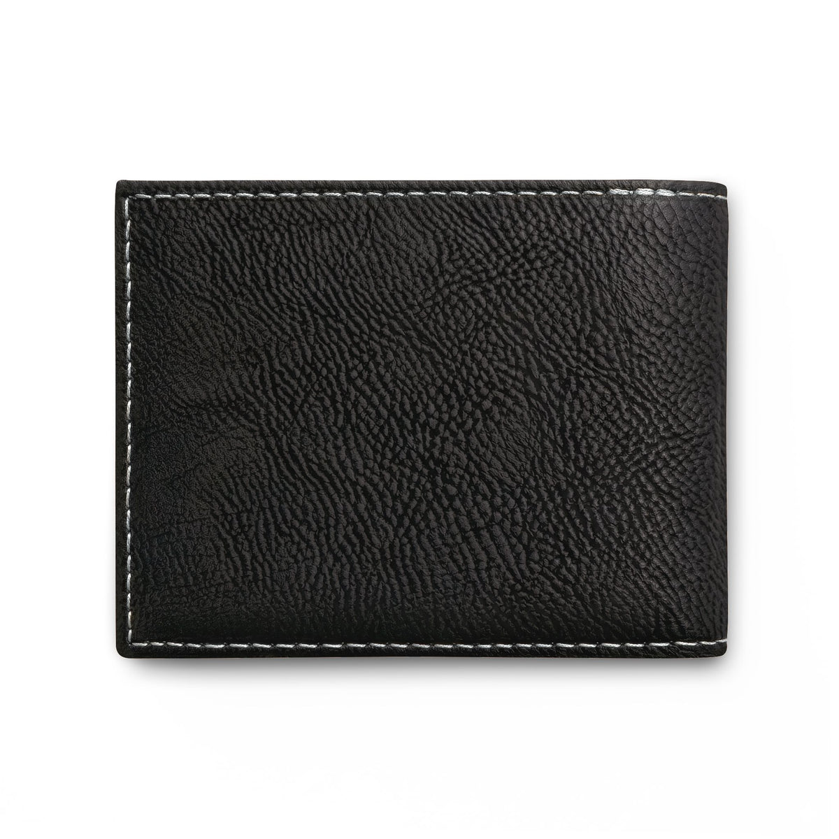 Gray Leather Bi-Fold Wallet with Flip — Personalized IWA Monogram