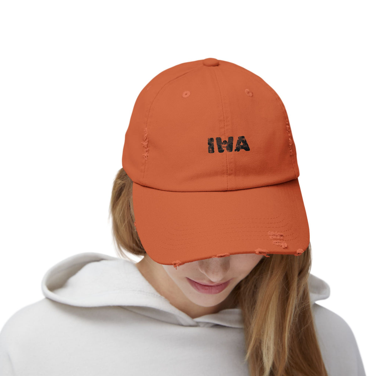 Unisex Distressed Cap with 'IVA' - Casual Vintage Style Hat