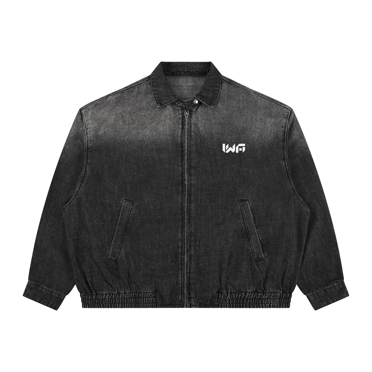 Unisex Vintage Wash Full-Zip Denim Jacket