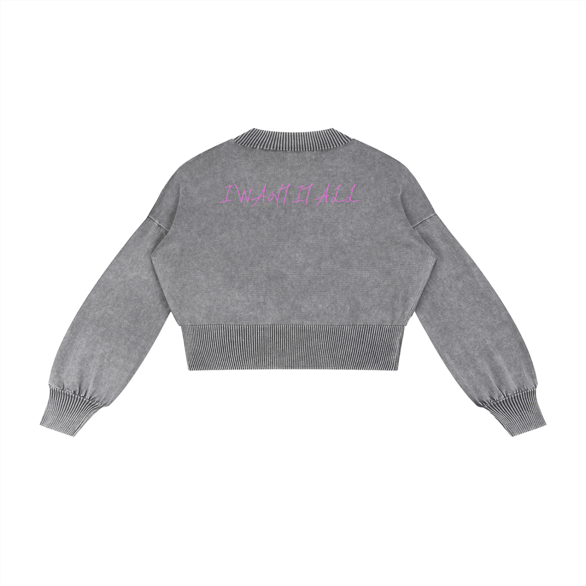 Mineral Wash Balloon Sleeve Cropped Sweater