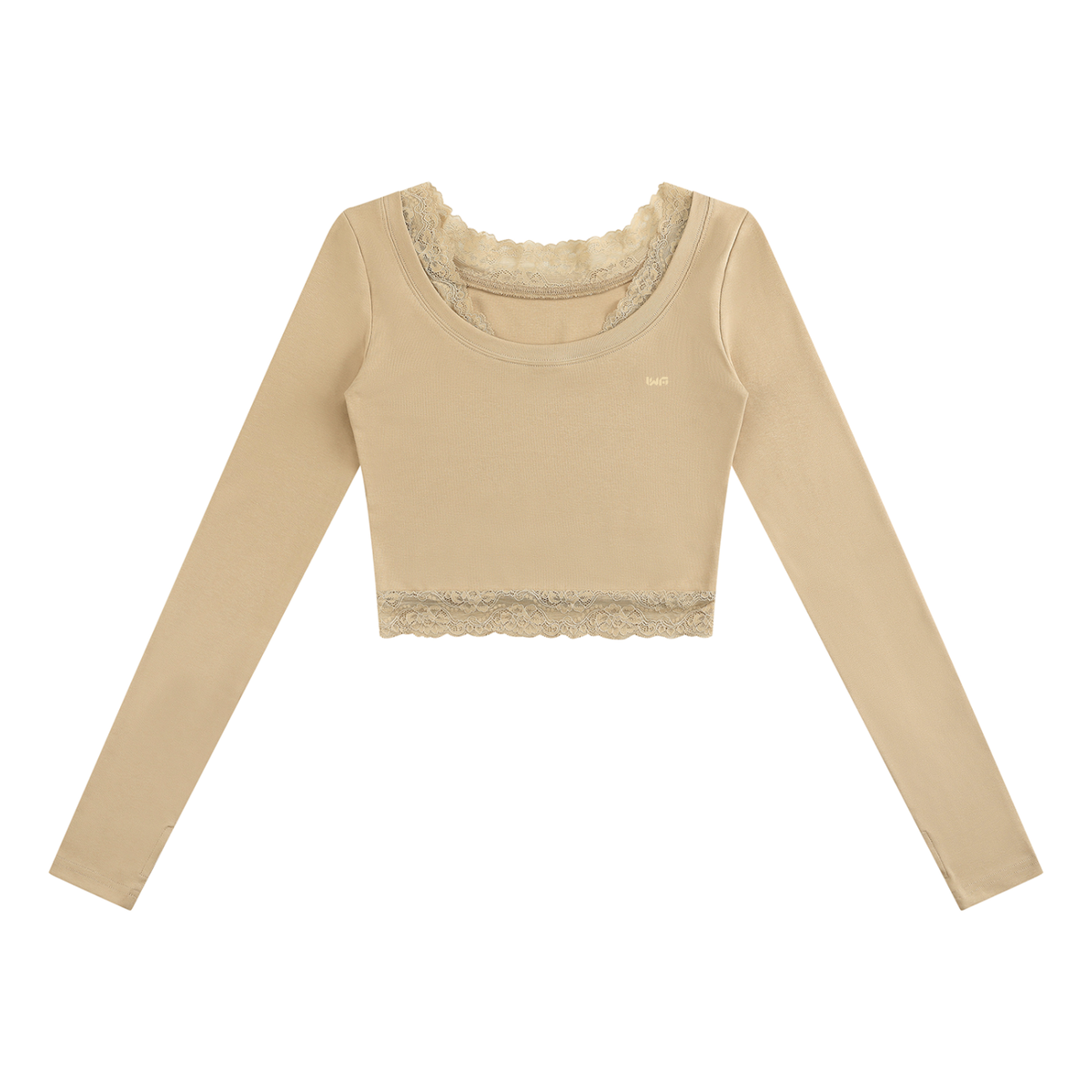 Women's Lace Trim Long Sleeve T-Shirt