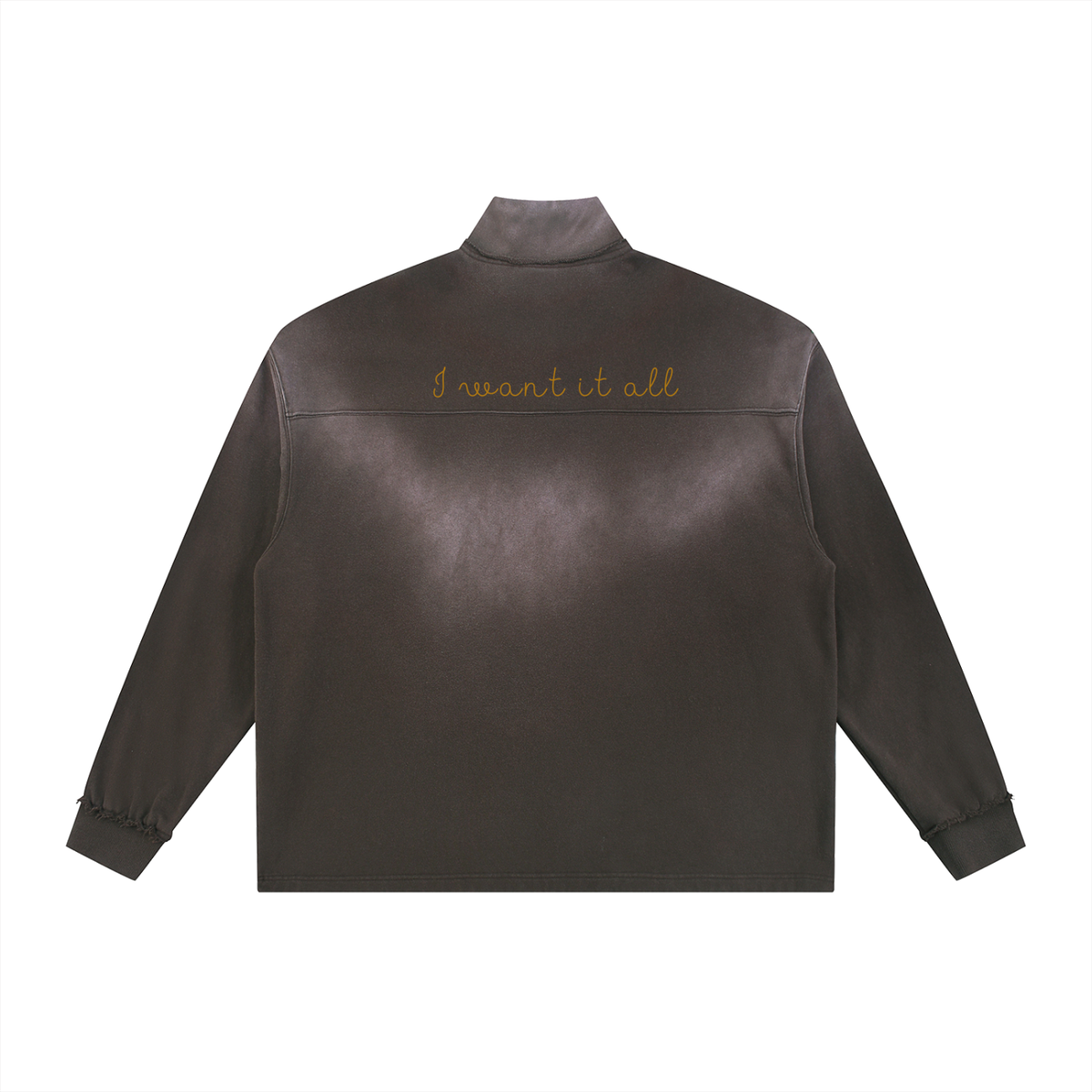Sun Fade Raw Edge Quarter-Zip Sweatshirt