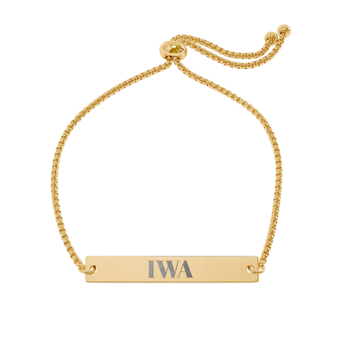 Engravable Gold Bar Bracelet — Adjustable Personalized Name ID Bracelet