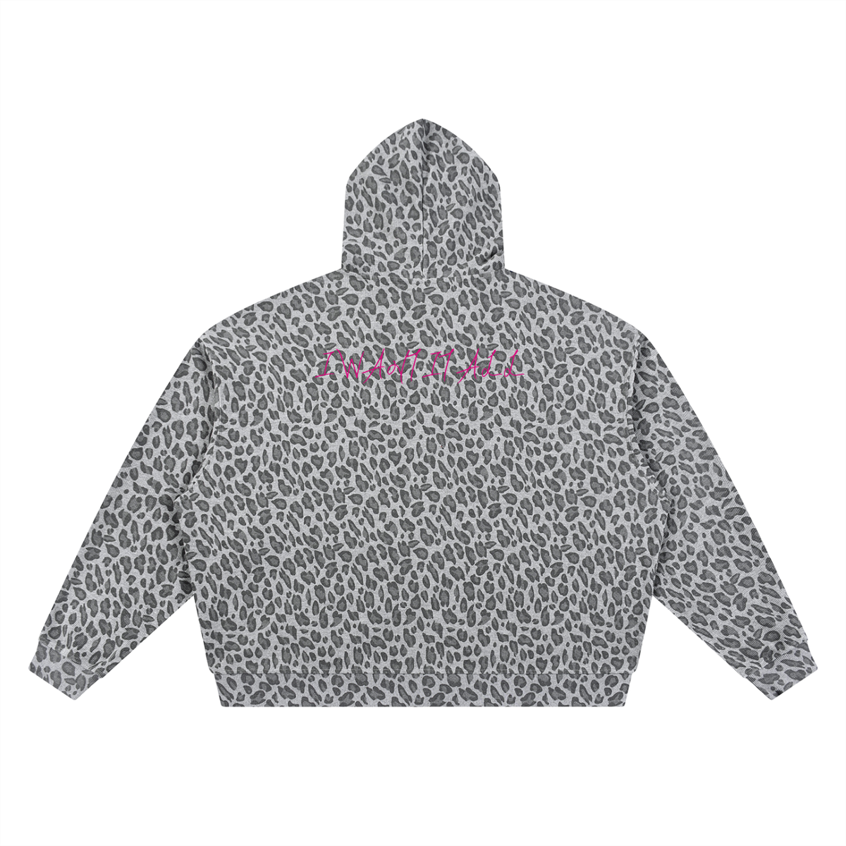 Unisex Leopard Print Waffle Full Zip Hoodie
