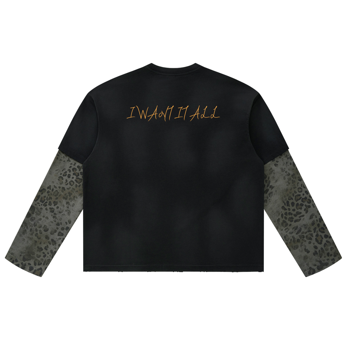 Unisex Vintage Wash Leopard Paneled Layer T-Shirt
