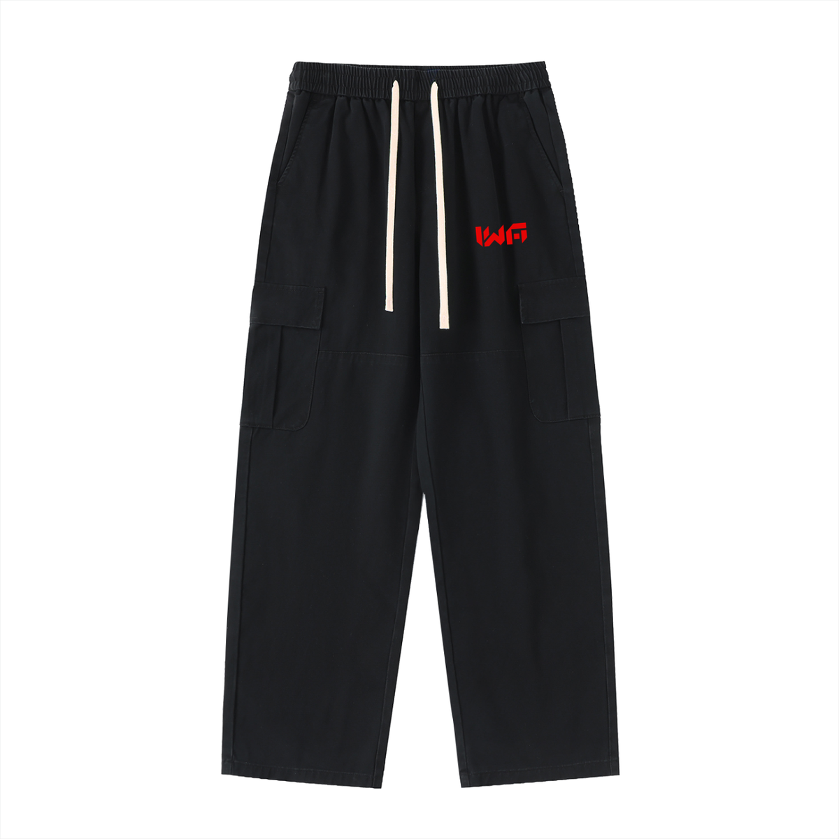 Drawstring Waist Straight-Leg Cargo Pants