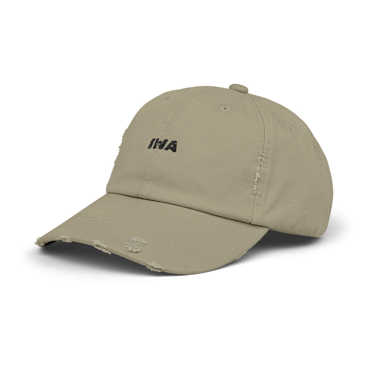 Unisex Distressed Cap with IHA Embroidery - Trendy Casual Hat for Everyday Wear