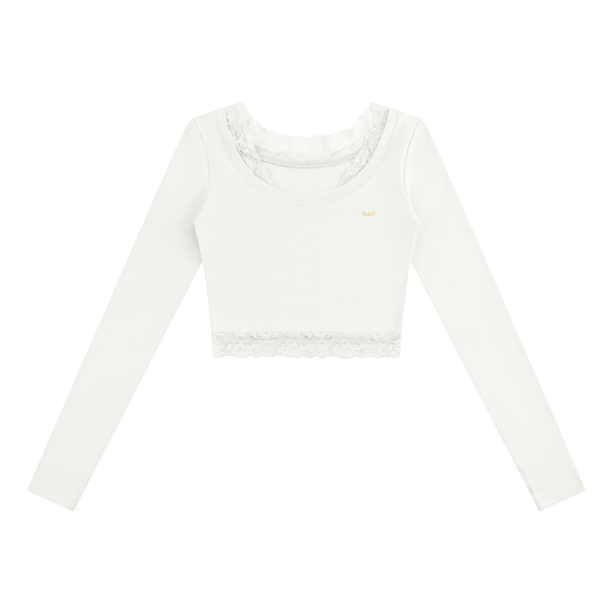 Women's Lace Trim Long Sleeve T-Shirt