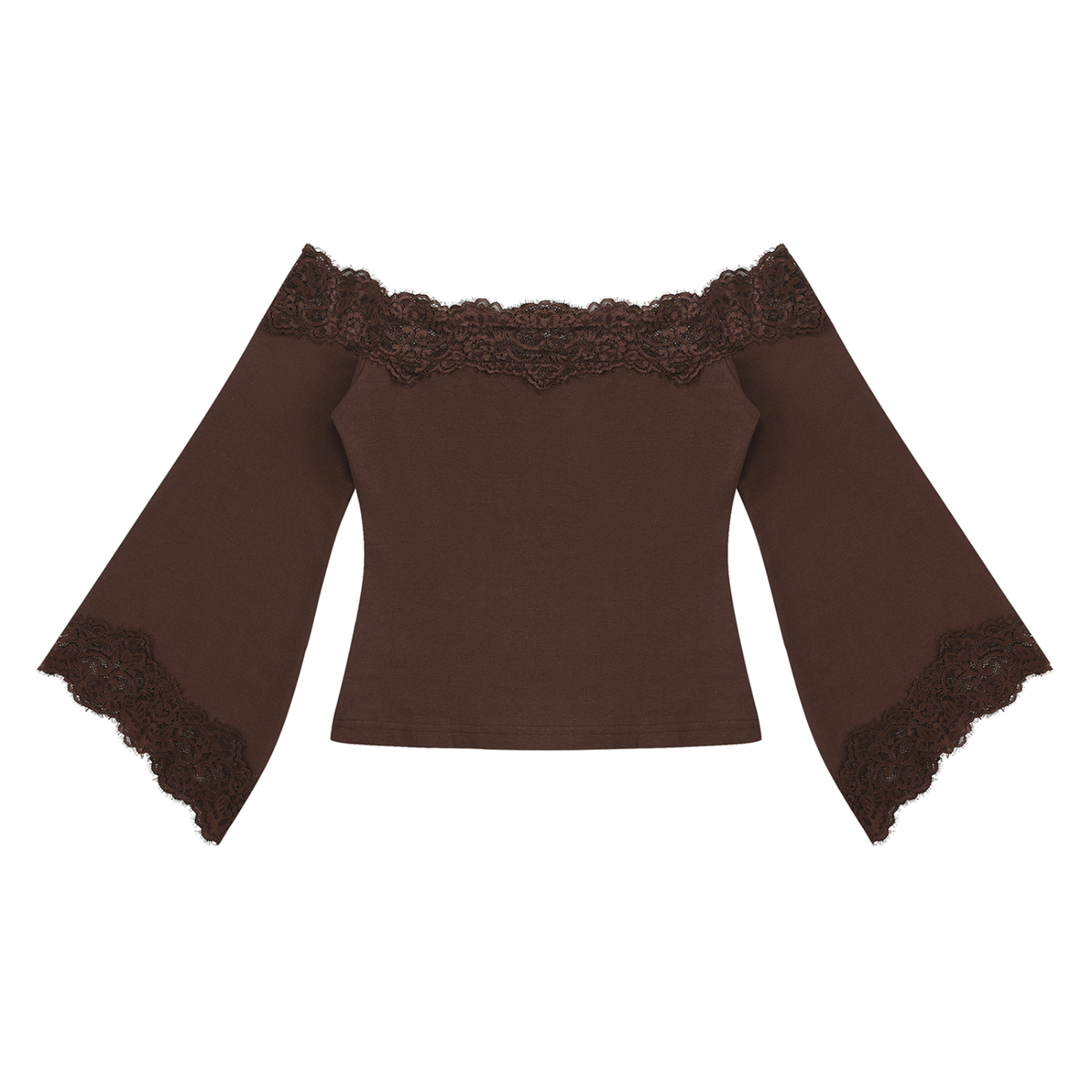 Women's Off-the-Shoulder Lace Trim T-Shirt