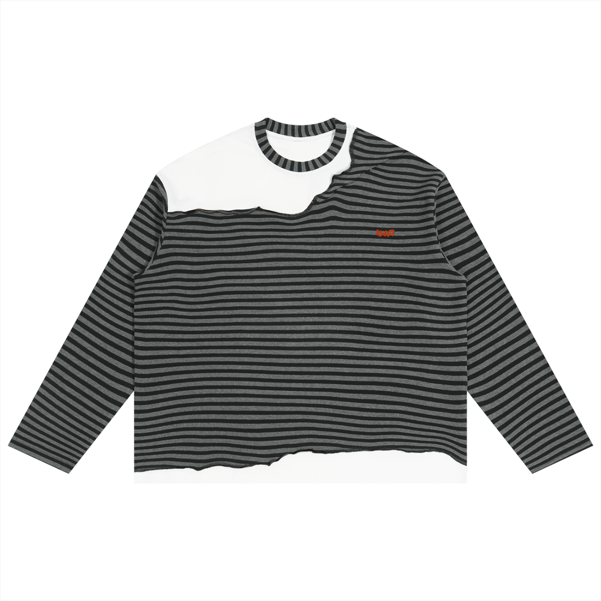 Unisex Striped Panel Boxy Long Sleeve T-Shirt
