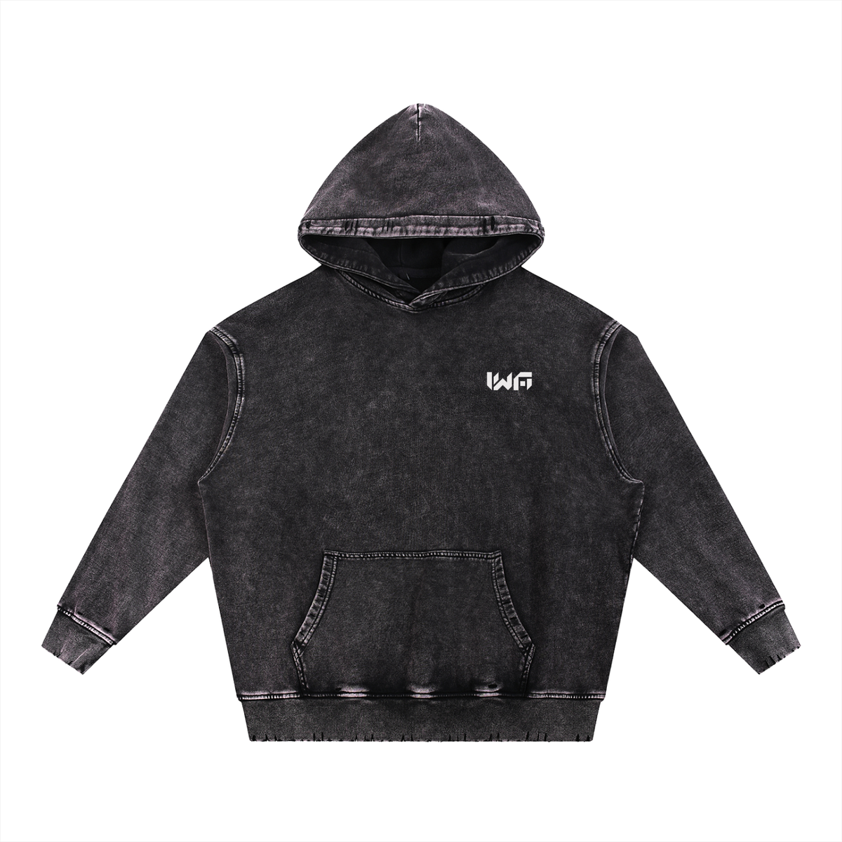 Snow Wash Hand-Frayed Heavyweight  Hoodie