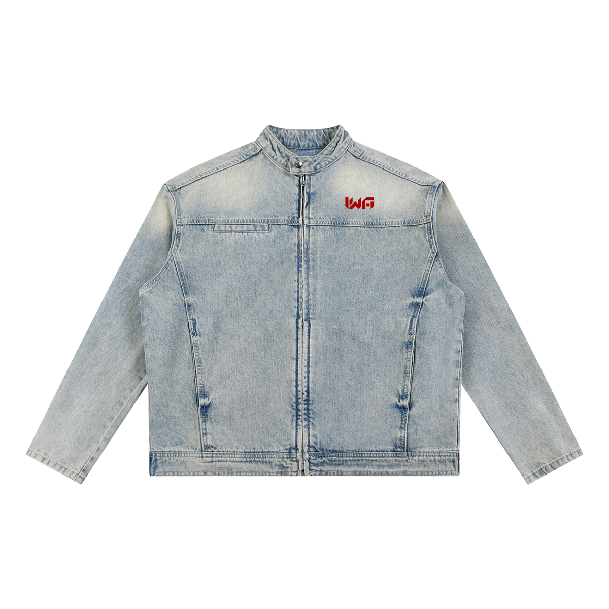 Vintage Wash Zip Denim Jacket