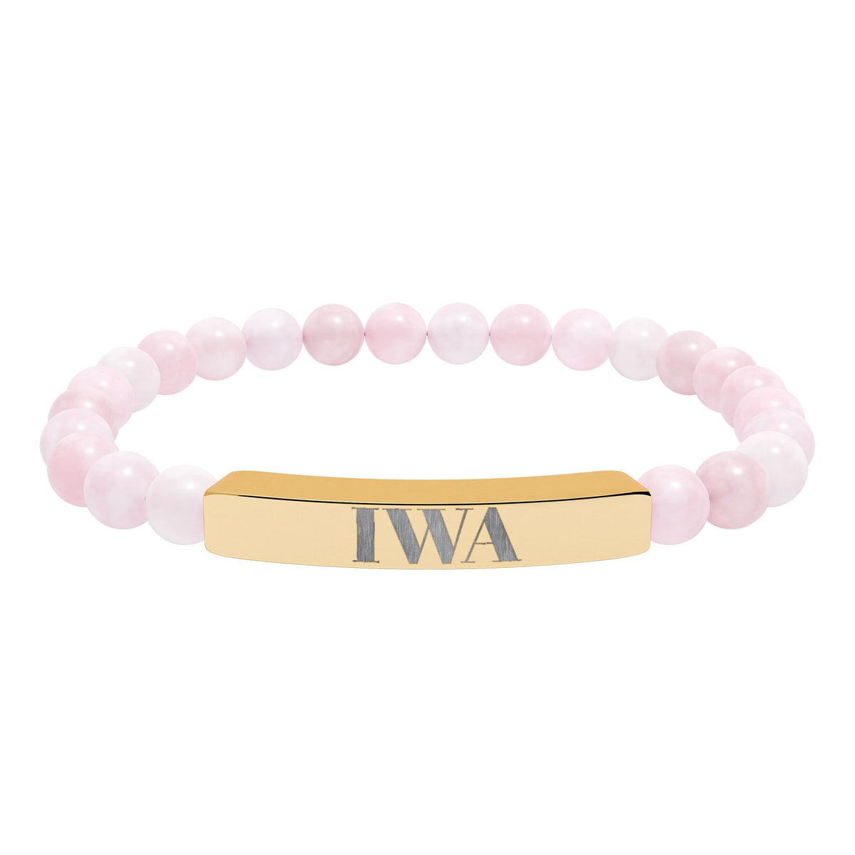 Engraved Natural Stone Stretch Bar Bracelet — Personalized Beaded Bracelet