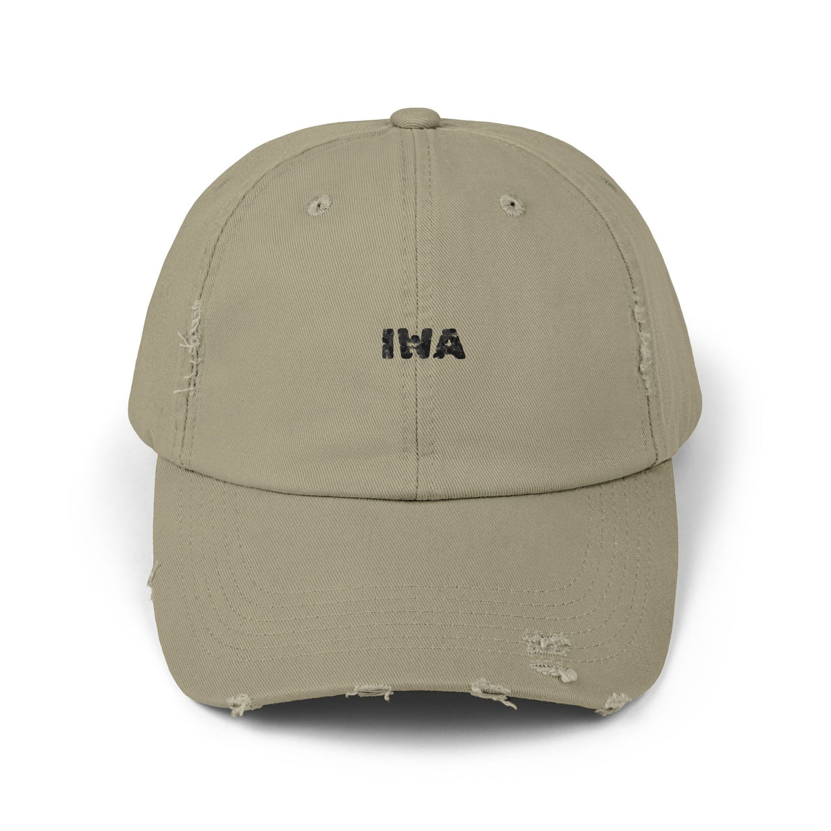 Unisex Distressed Cap with IHA Embroidery - Trendy Casual Hat for Everyday Wear